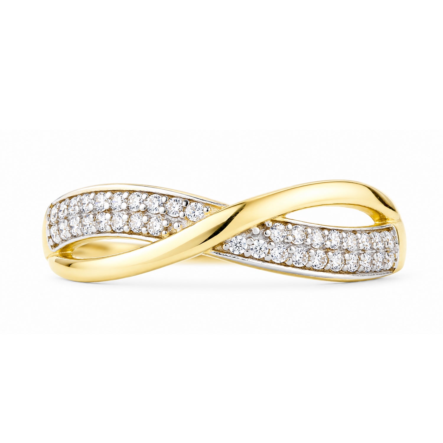 9ct Yellow Gold Cubic Zirconia Crossover Ring