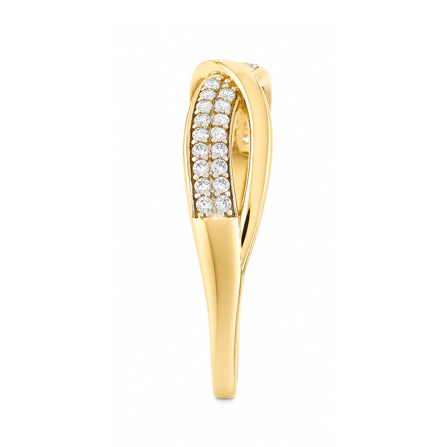 9ct Yellow Gold Cubic Zirconia Crossover Ring