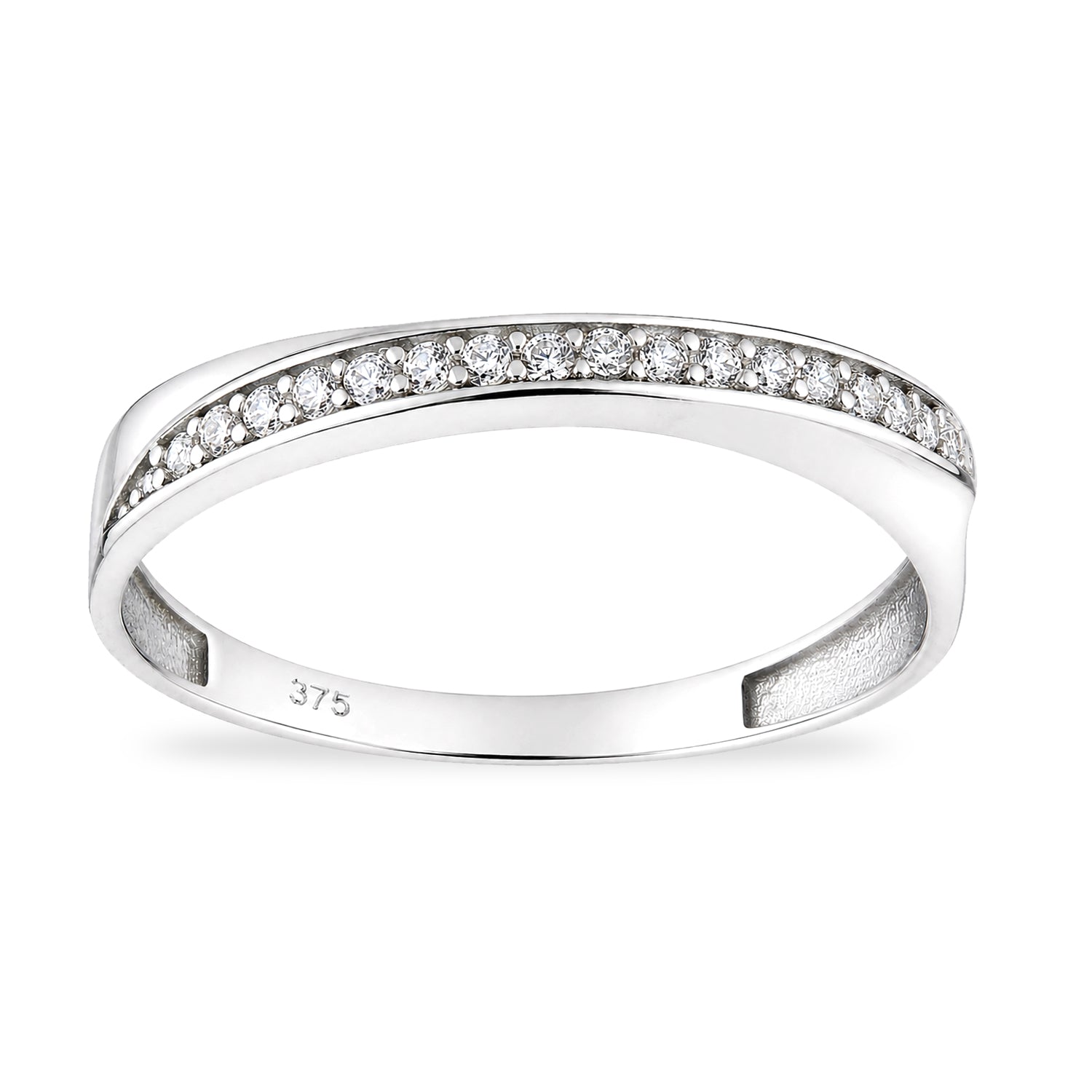 9ct White Gold Cubic Zirconia Crossover Eternity Ring