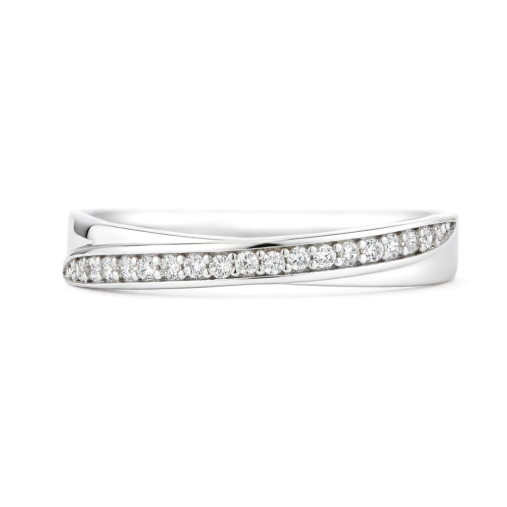 9ct White Gold Cubic Zirconia Crossover Eternity Ring