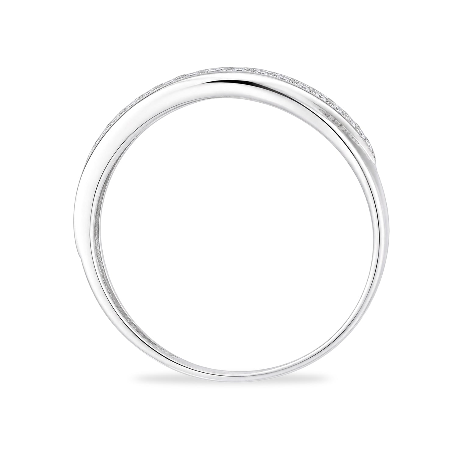 9ct White Gold Cubic Zirconia Crossover Eternity Ring