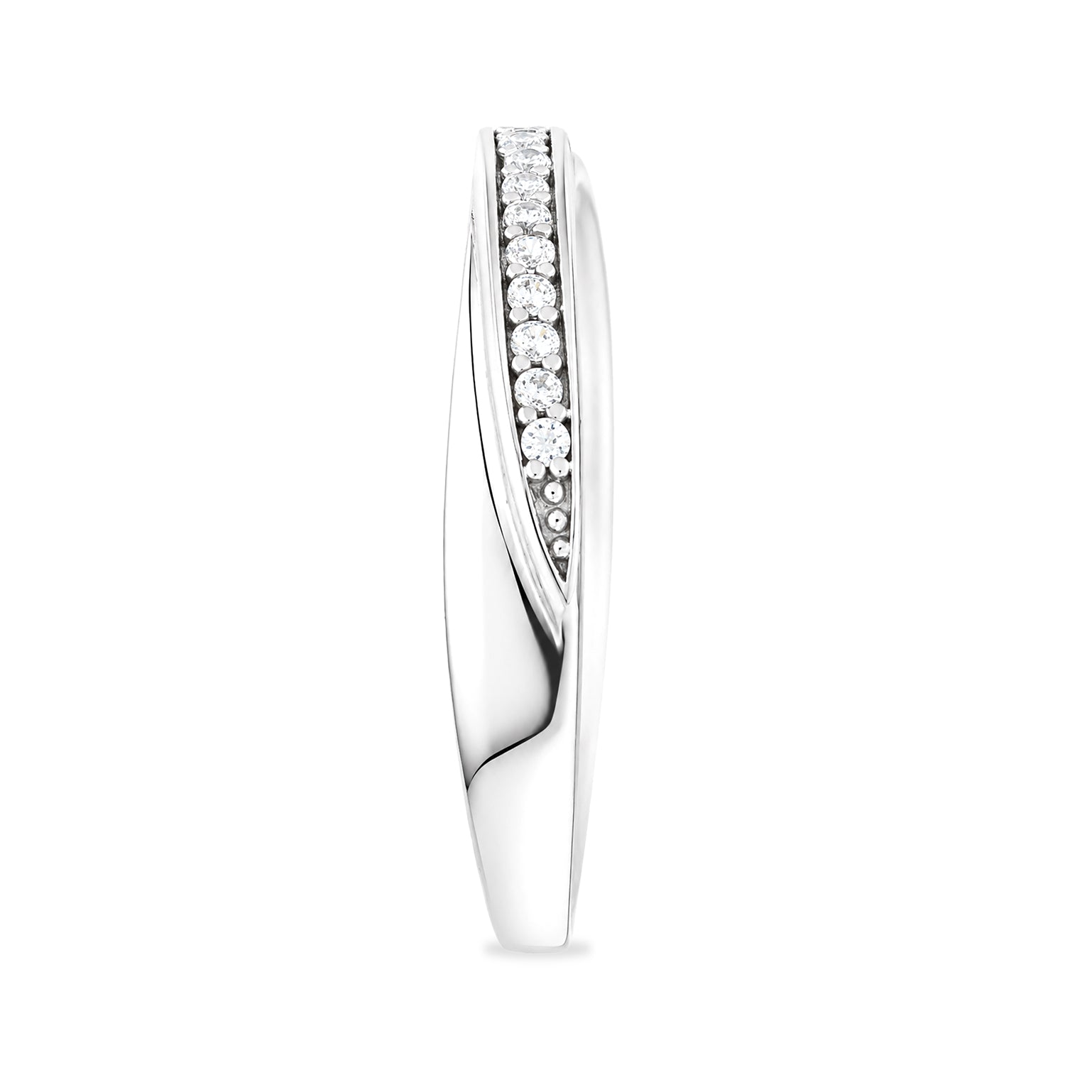 9ct White Gold Cubic Zirconia Crossover Eternity Ring