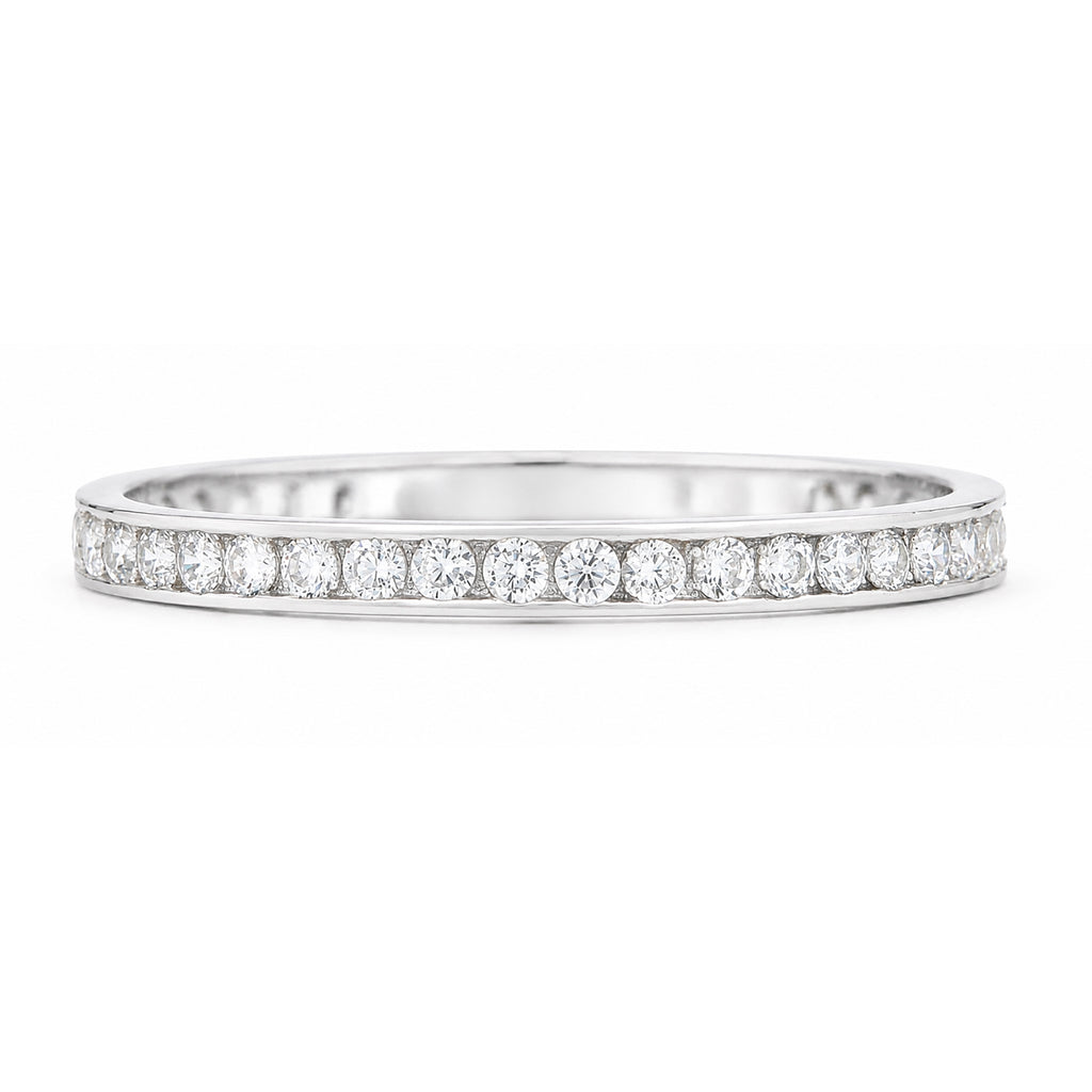 9ct White Gold Cubic Zirconia Full Eternity Ring