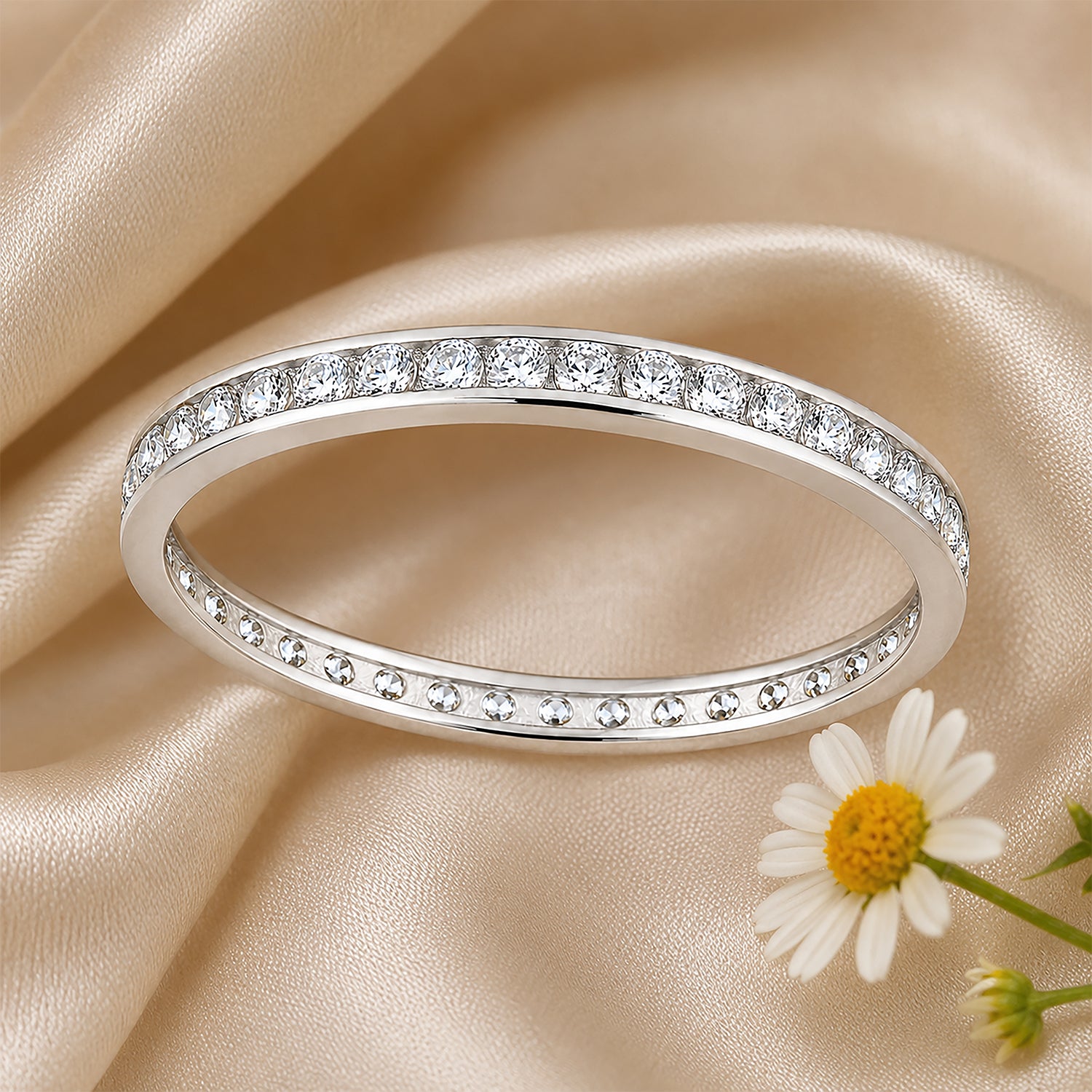 9ct White Gold Cubic Zirconia Full Eternity Ring