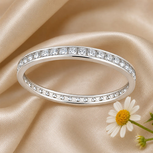 9ct White Gold Cubic Zirconia Full Eternity Ring