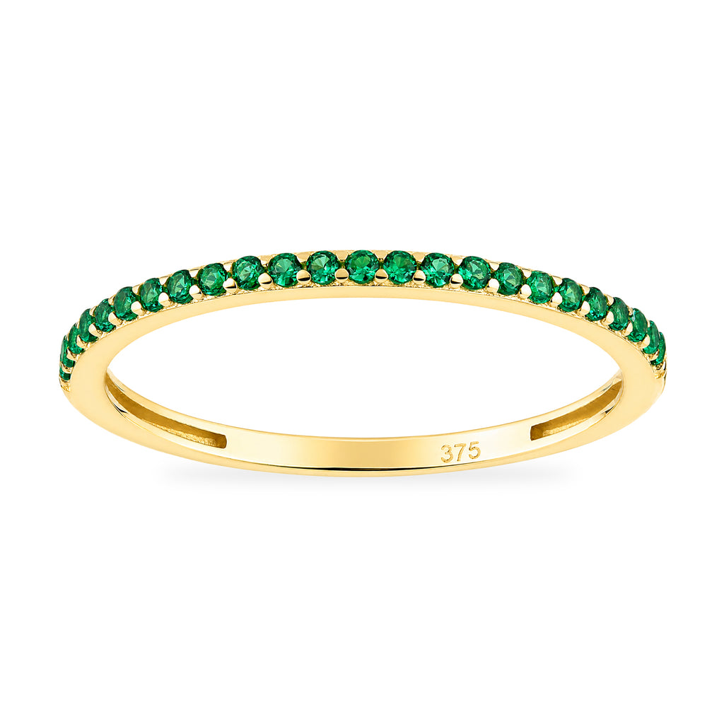 9ct Yellow Gold Green Cubic Zirconia Ring