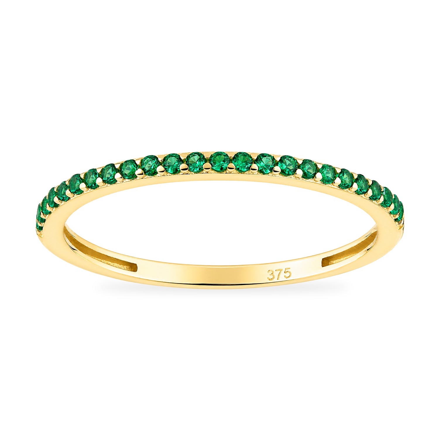 9ct Yellow Gold Green Cubic Zirconia Ring