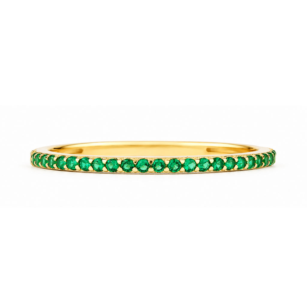 9ct Yellow Gold Green Cubic Zirconia Ring