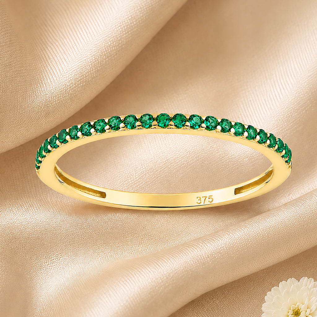 9ct Yellow Gold Green Cubic Zirconia Ring