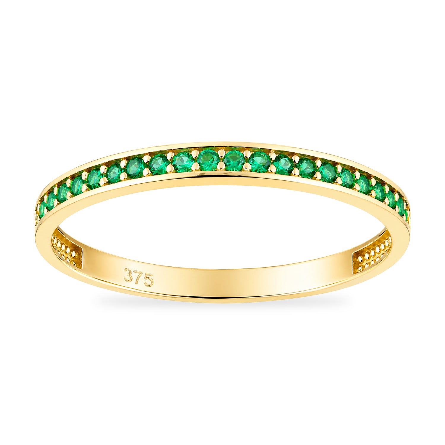 9ct Yellow Gold CZ Emerald Eternity Ring