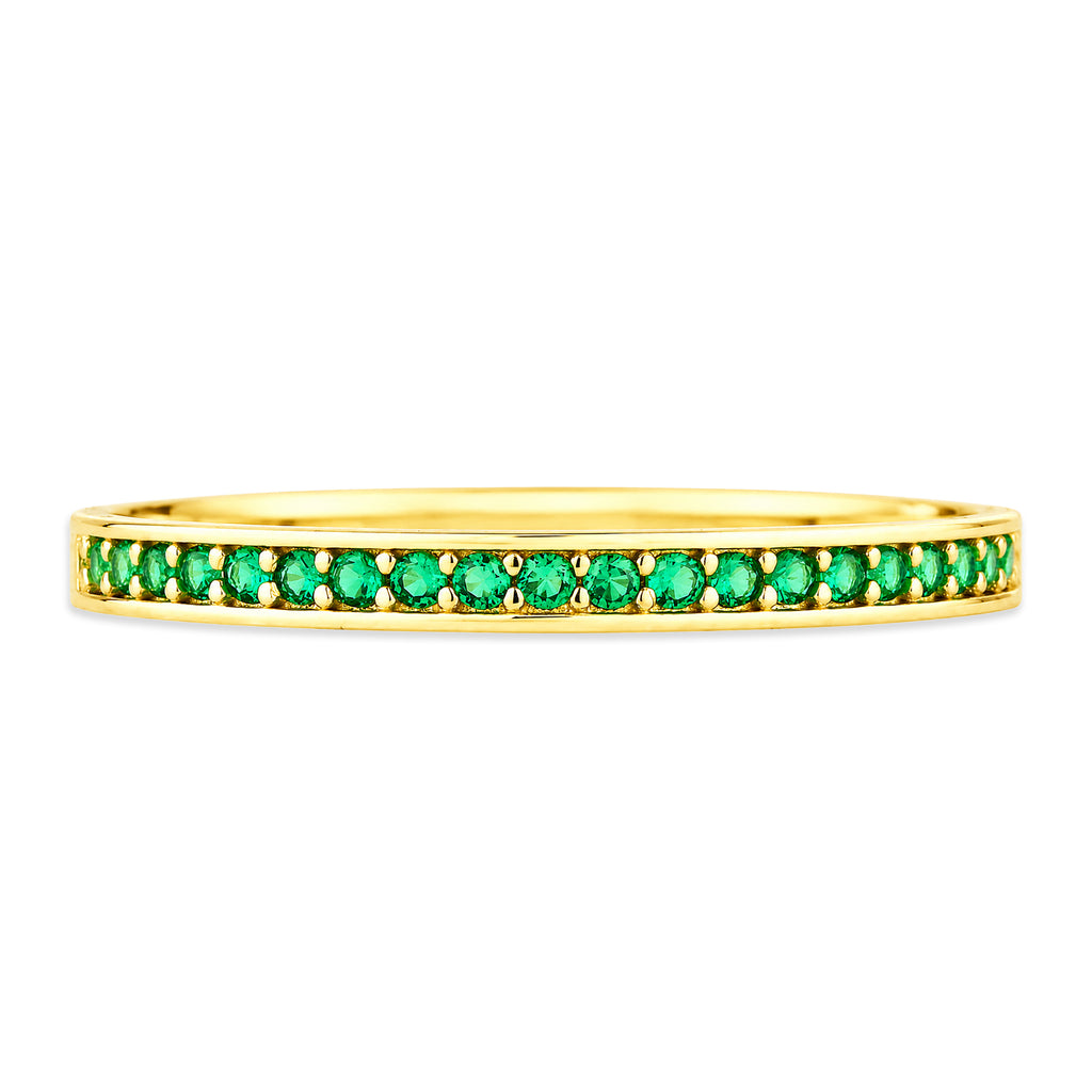 9ct Yellow Gold CZ Emerald Eternity Ring