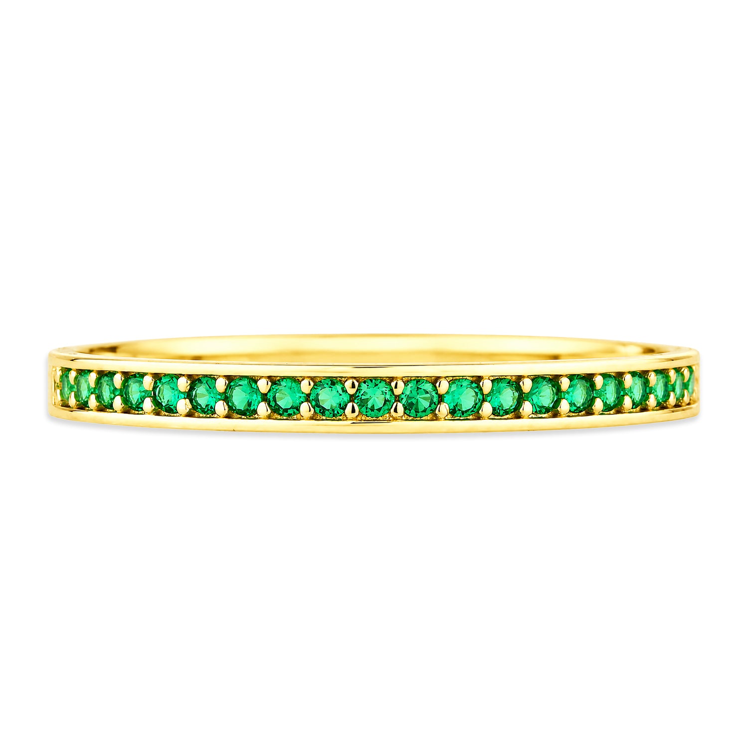 9ct Yellow Gold CZ Emerald Eternity Ring