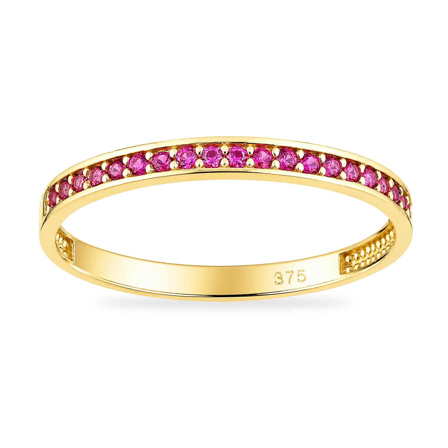 9ct Yellow Gold CZ Ruby Eternity Ring