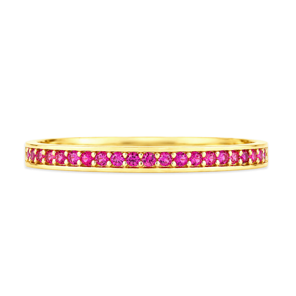 9ct Yellow Gold CZ Ruby Eternity Ring