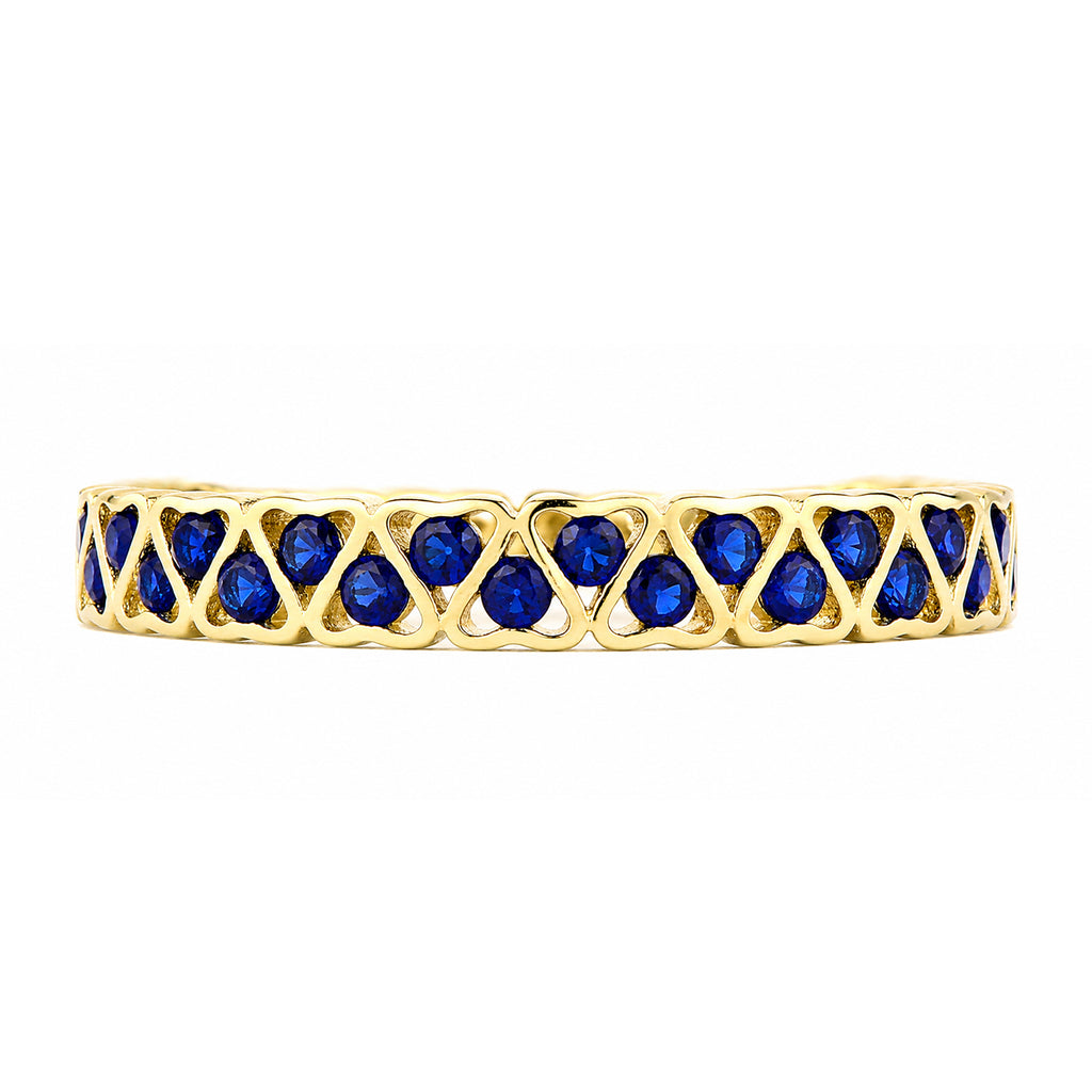 9ct Yellow Gold CZ Sapphire Lattice Band Eternity Ring