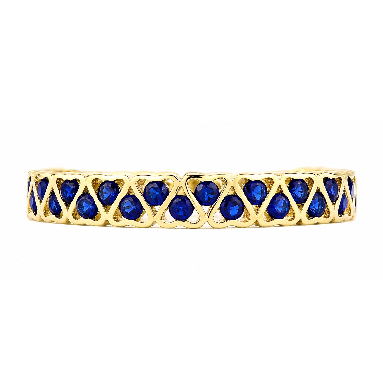 9ct Yellow Gold CZ Sapphire Lattice Band Eternity Ring