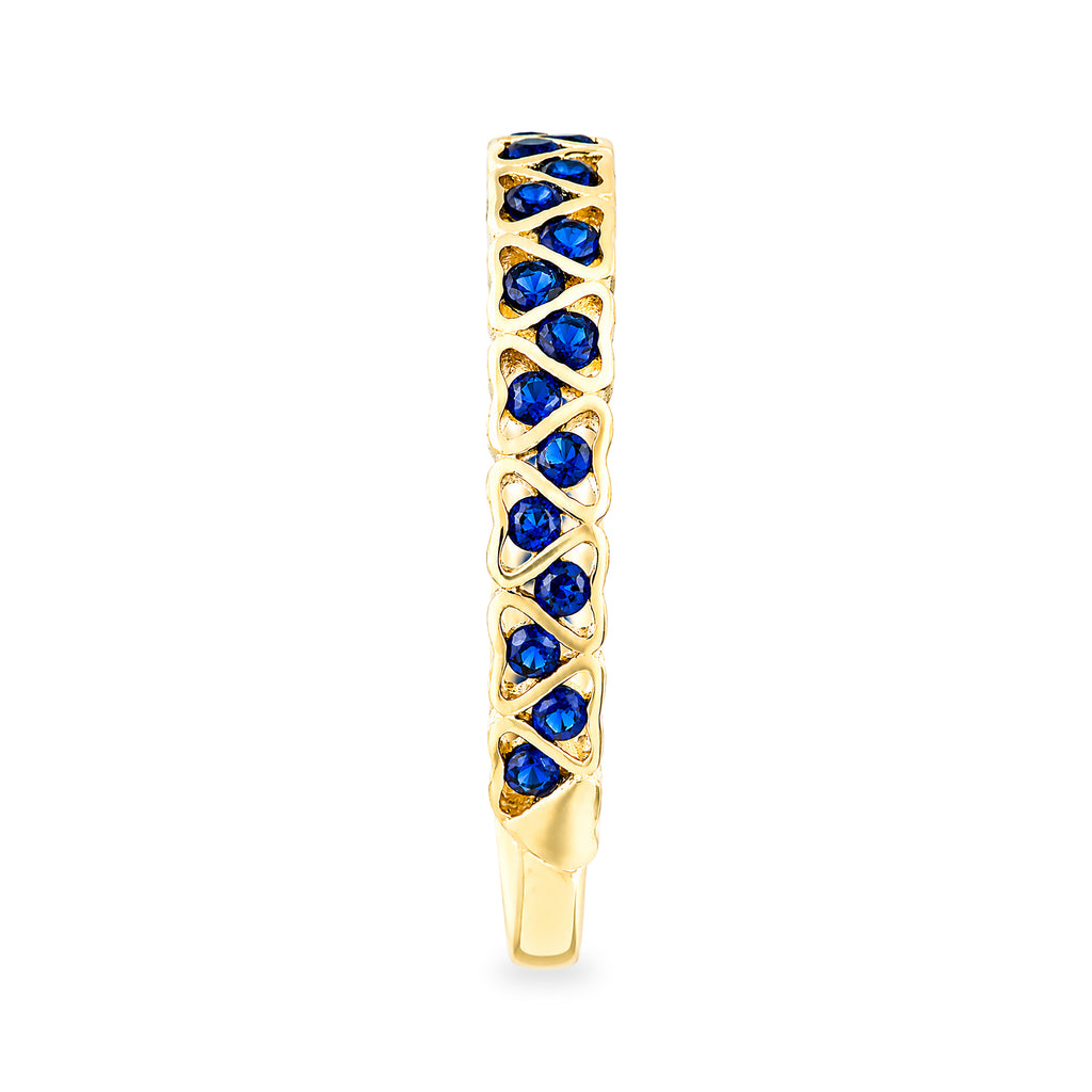 9ct Yellow Gold CZ Sapphire Lattice Band Eternity Ring