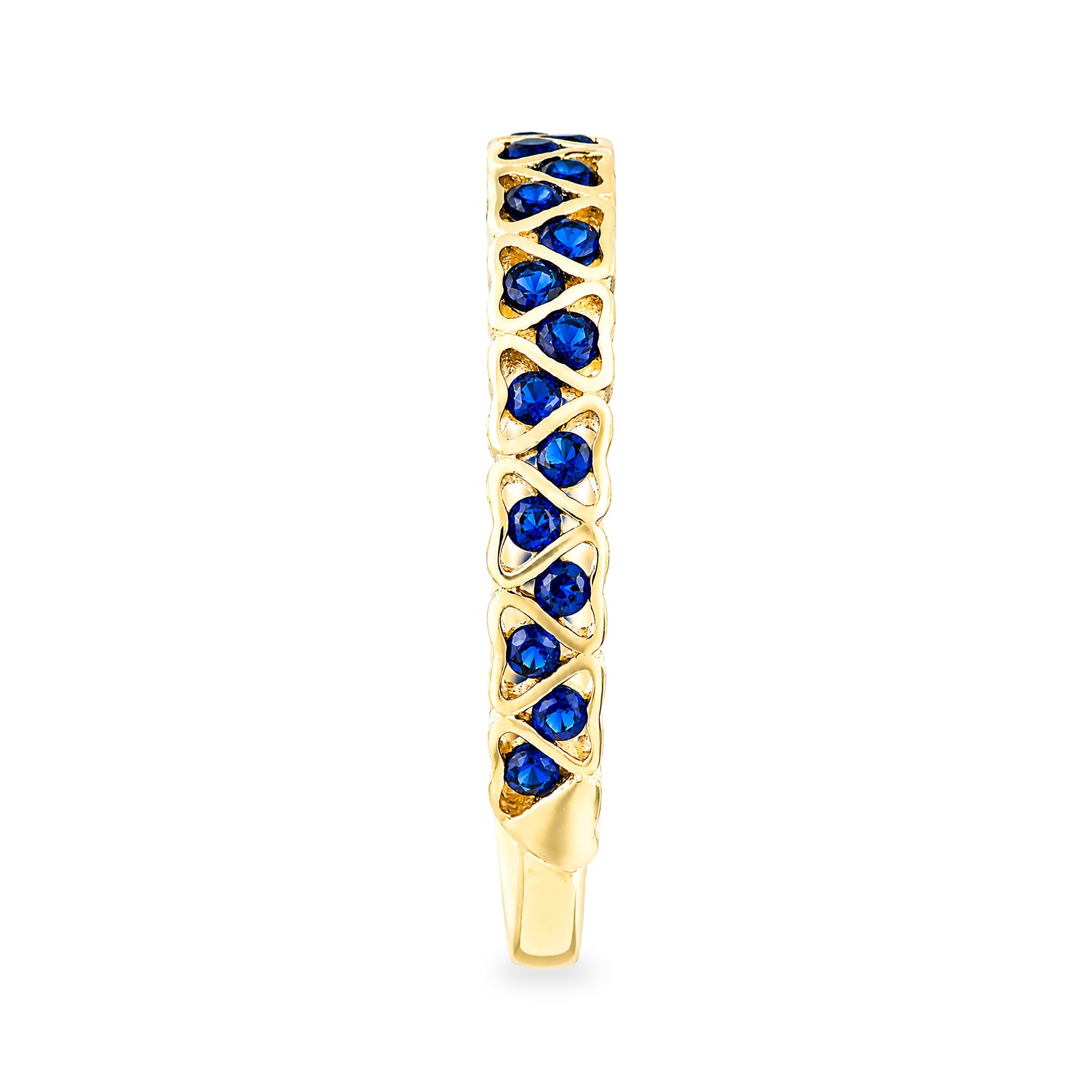 9ct Yellow Gold CZ Sapphire Lattice Band Eternity Ring