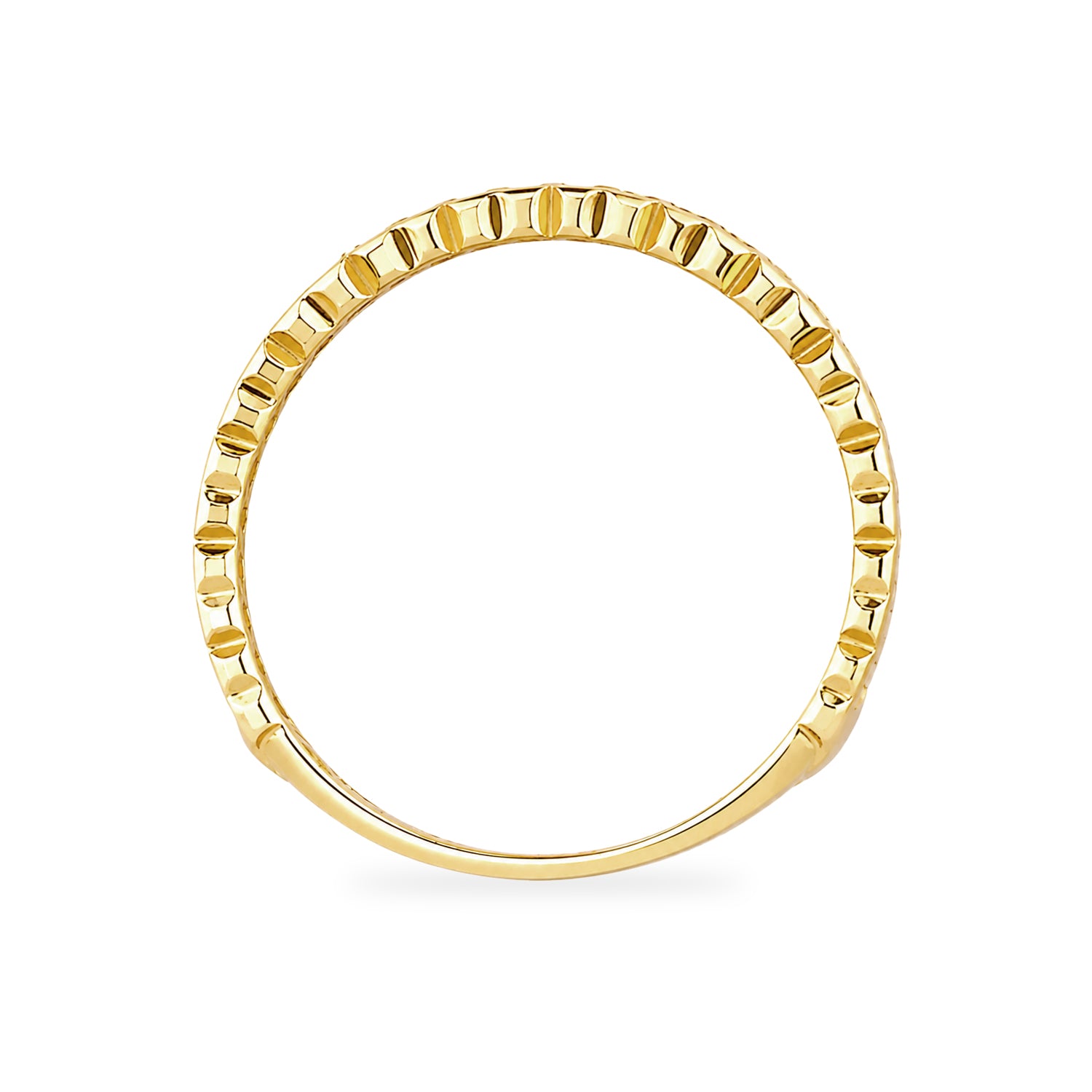 9ct Yellow Gold CZ Emerald Lattice Band Eternity Ring