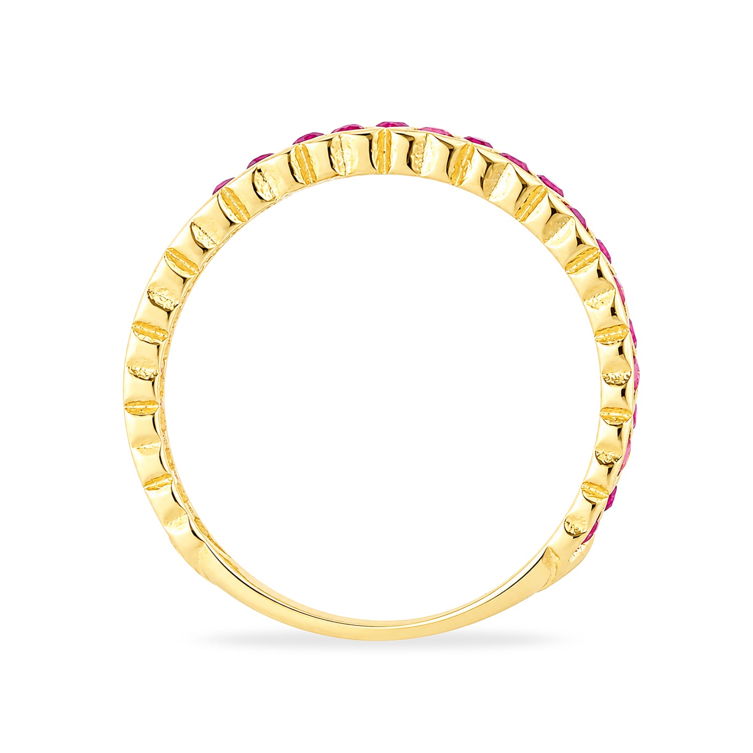 9ct Yellow Gold CZ Ruby Lattice Band Eternity Ring