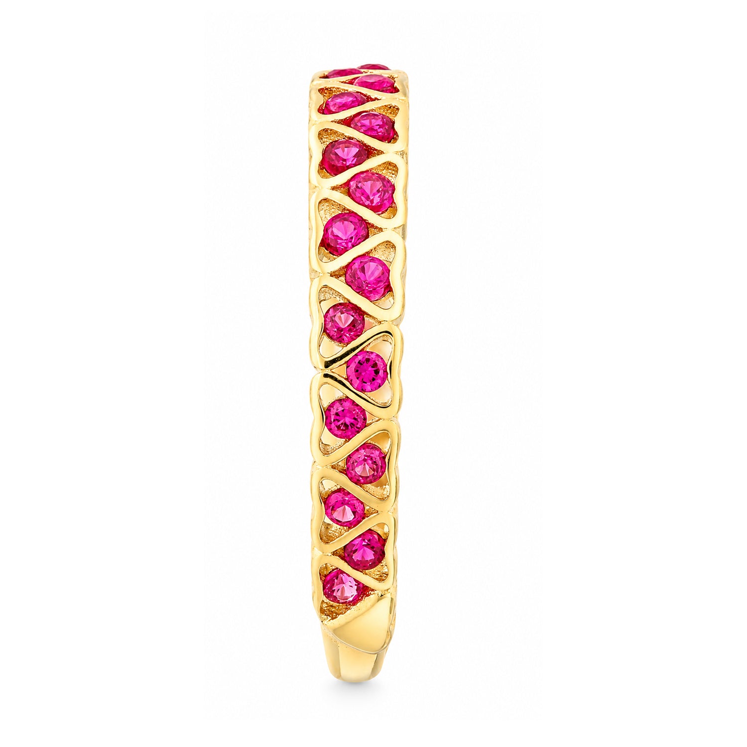 9ct Yellow Gold CZ Ruby Lattice Band Eternity Ring