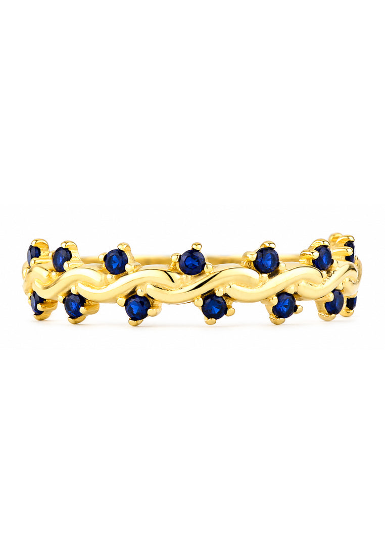 9ct Yellow Gold CZ Sapphire Wave Eternity Ring