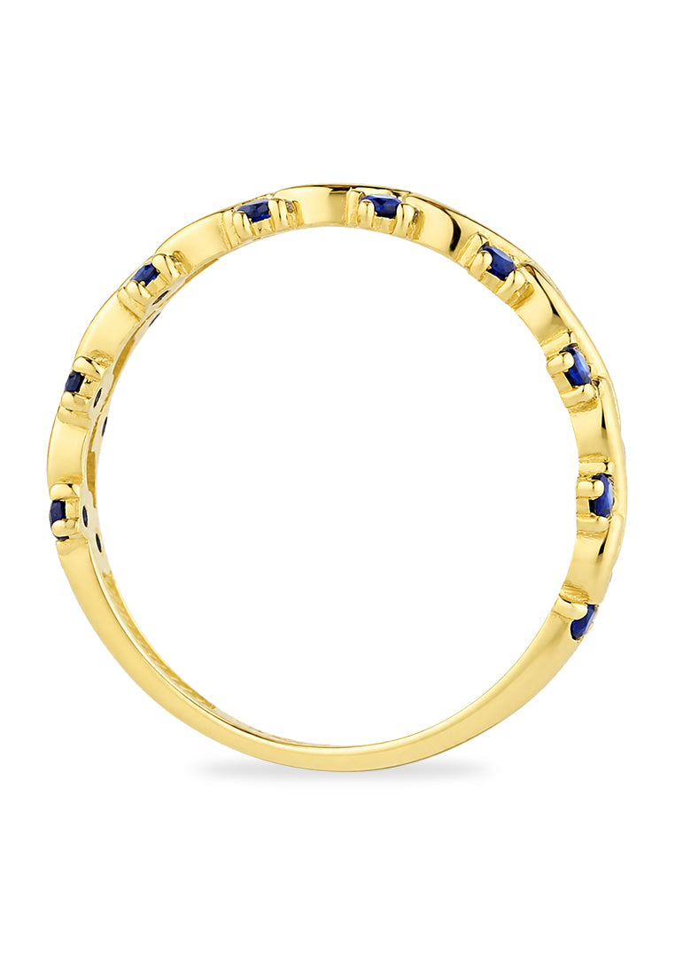 9ct Yellow Gold CZ Sapphire Wave Eternity Ring
