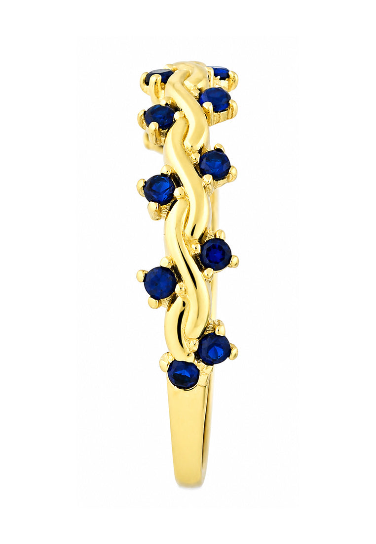 9ct Yellow Gold CZ Sapphire Wave Eternity Ring