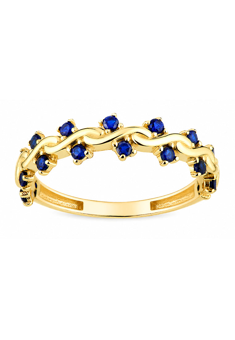 9ct Yellow Gold CZ Sapphire Wave Eternity Ring