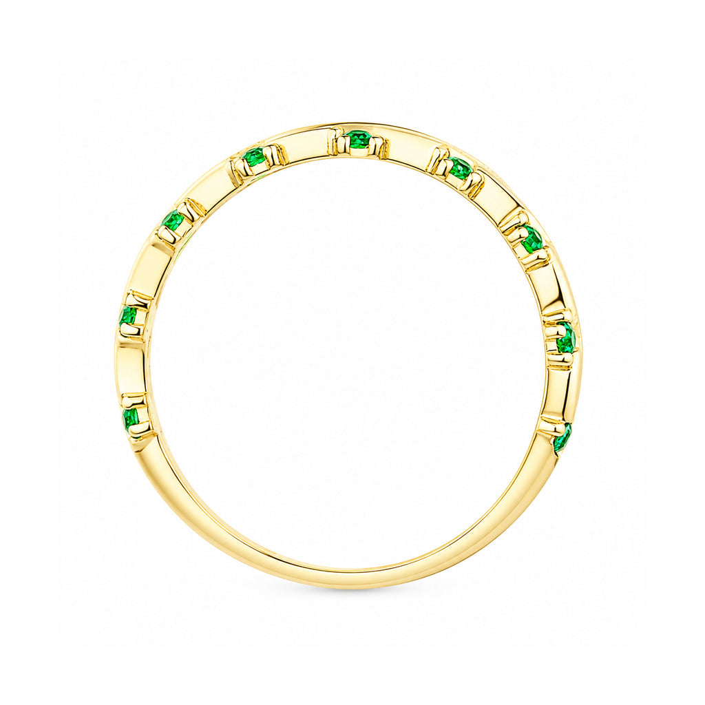 9ct Yellow Gold CZ Emerald Wave Eternity Ring