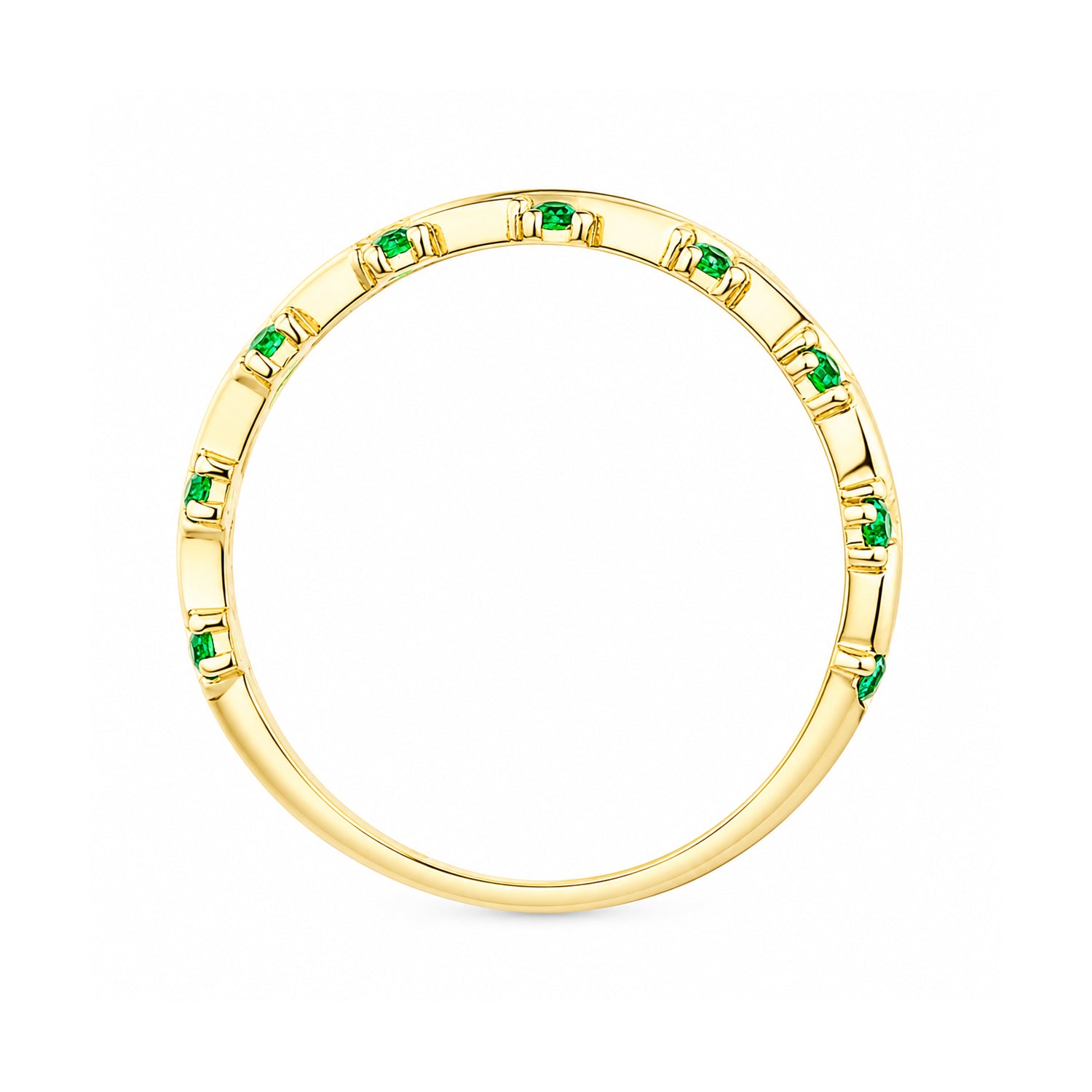 9ct Yellow Gold CZ Emerald Wave Eternity Ring
