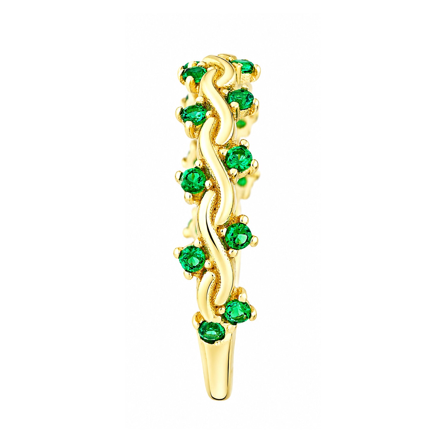 9ct Yellow Gold CZ Emerald Wave Eternity Ring