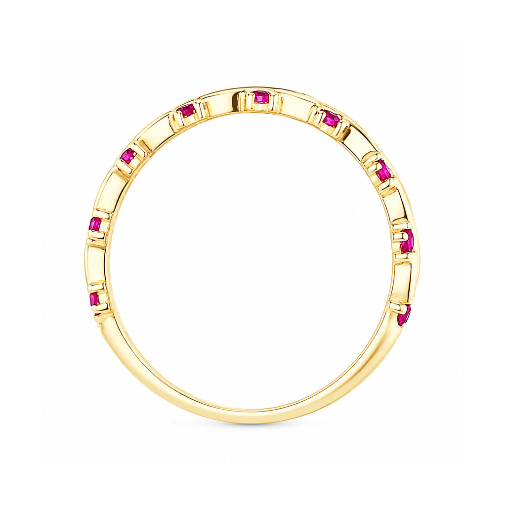 9ct Yellow Gold CZ Ruby Wave Eternity Ring