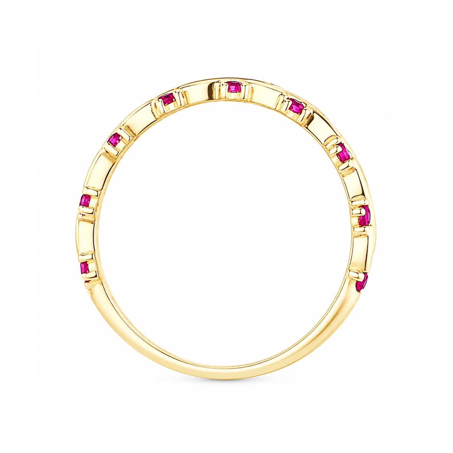 9ct Yellow Gold CZ Ruby Wave Eternity Ring