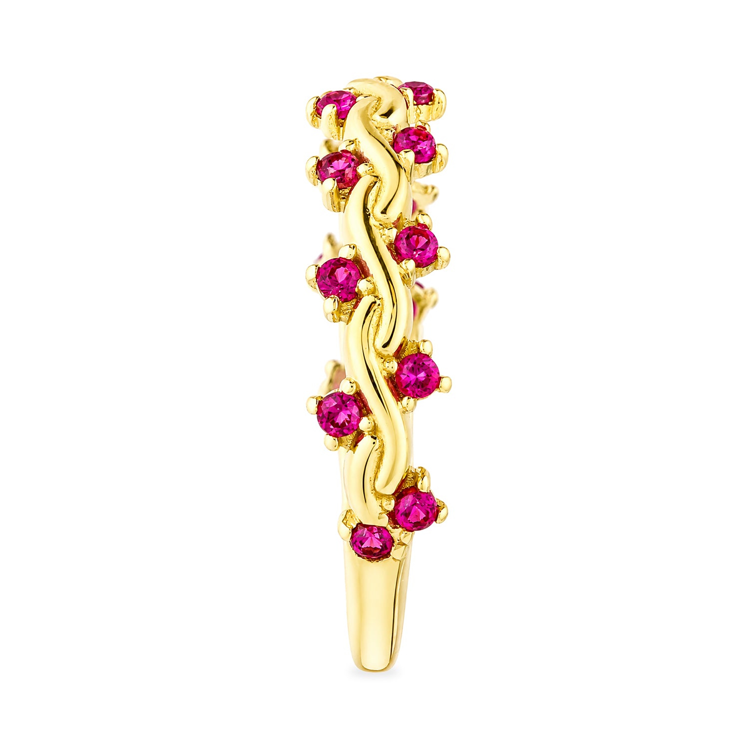 9ct Yellow Gold CZ Ruby Wave Eternity Ring