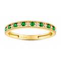 9ct Yellow Gold CZ Emerald Eternity Ring with Heart Edge