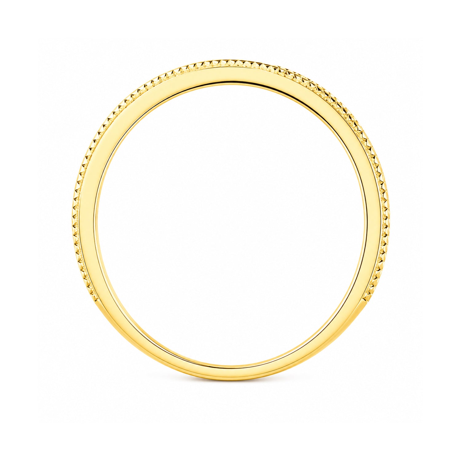 9ct Yellow Gold CZ Emerald Eternity Ring with Heart Edge