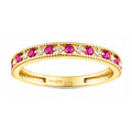 9ct Yellow Gold CZ Ruby Eternity Ring with Heart Edge