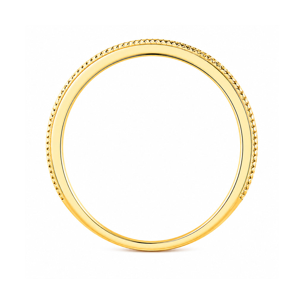 9ct Yellow Gold CZ Ruby Eternity Ring with Heart Edge