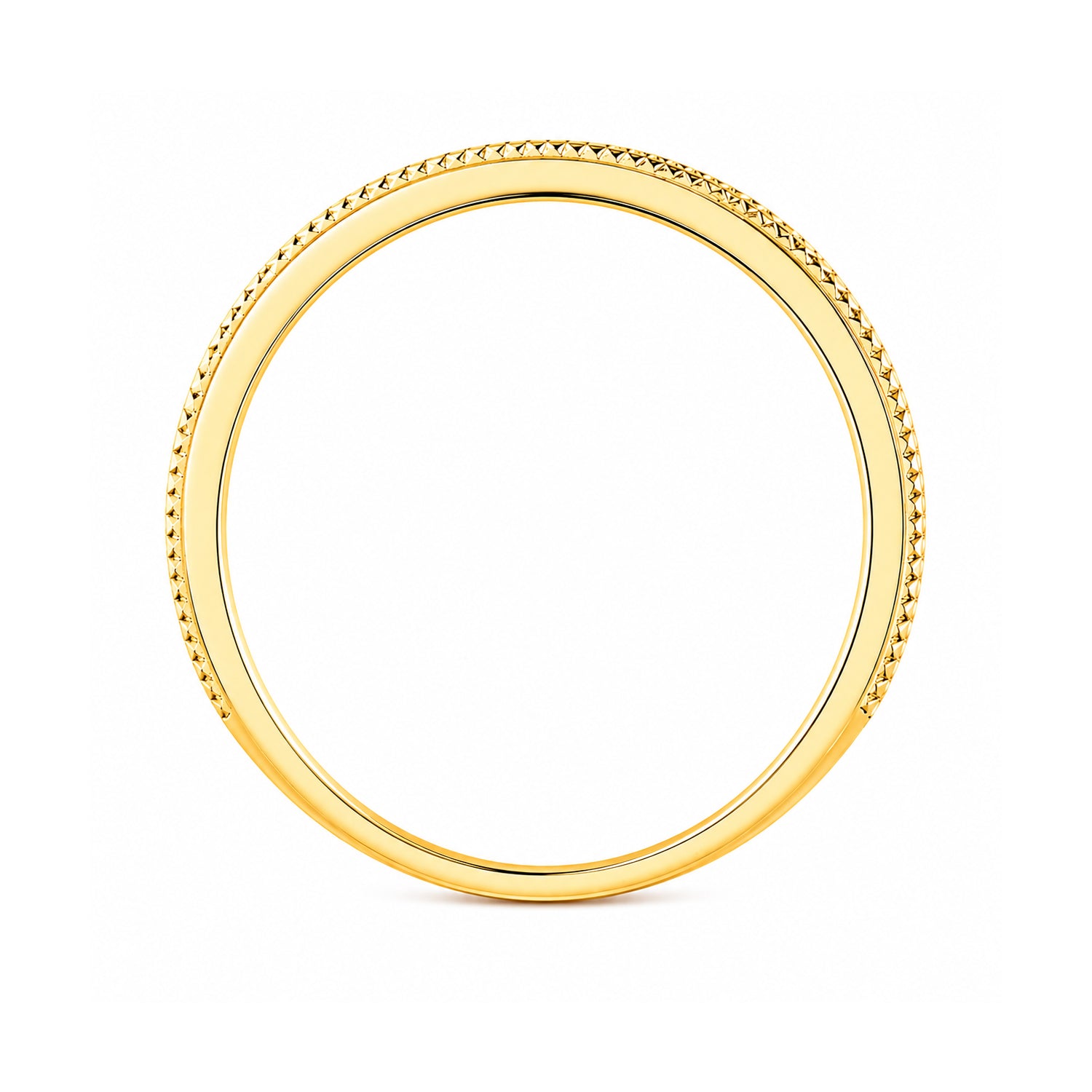 9ct Yellow Gold CZ Ruby Eternity Ring with Heart Edge