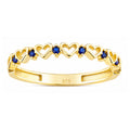 9ct Yellow Gold CZ Sapphire Heart Eternity Ring