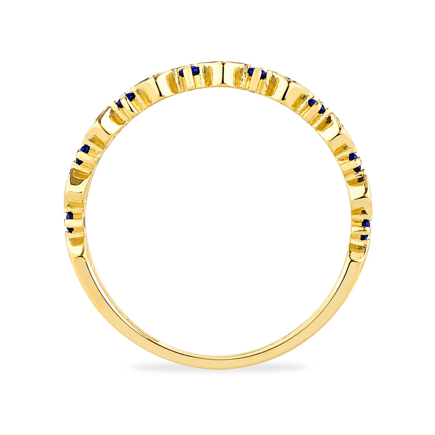 9ct Yellow Gold CZ Sapphire Heart Eternity Ring