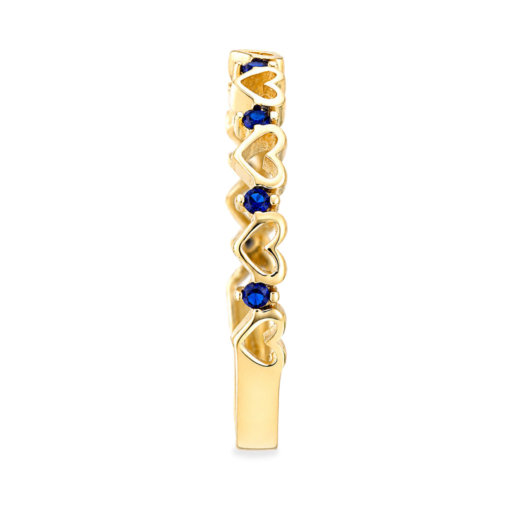 9ct Yellow Gold CZ Sapphire Heart Eternity Ring