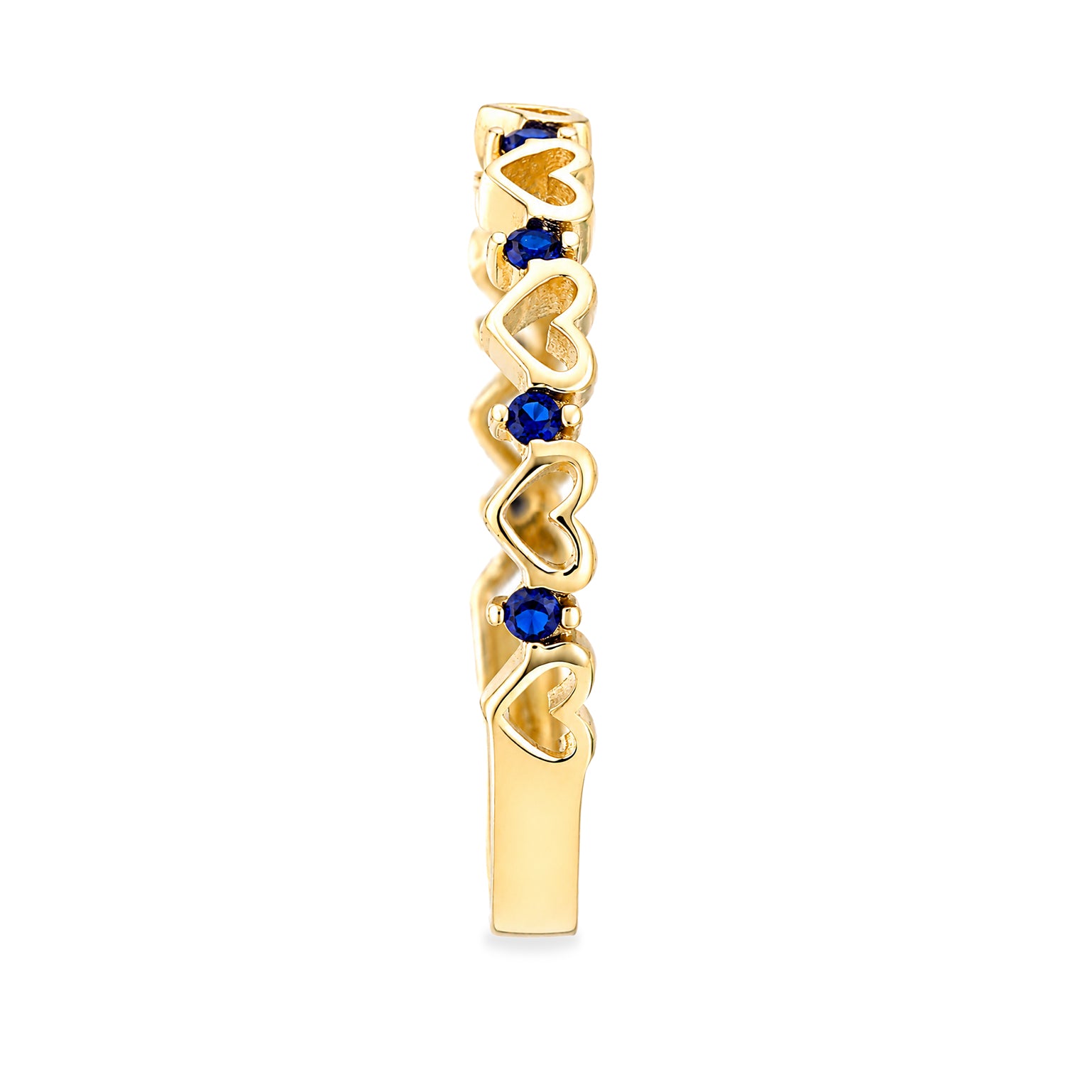 9ct Yellow Gold CZ Sapphire Heart Eternity Ring