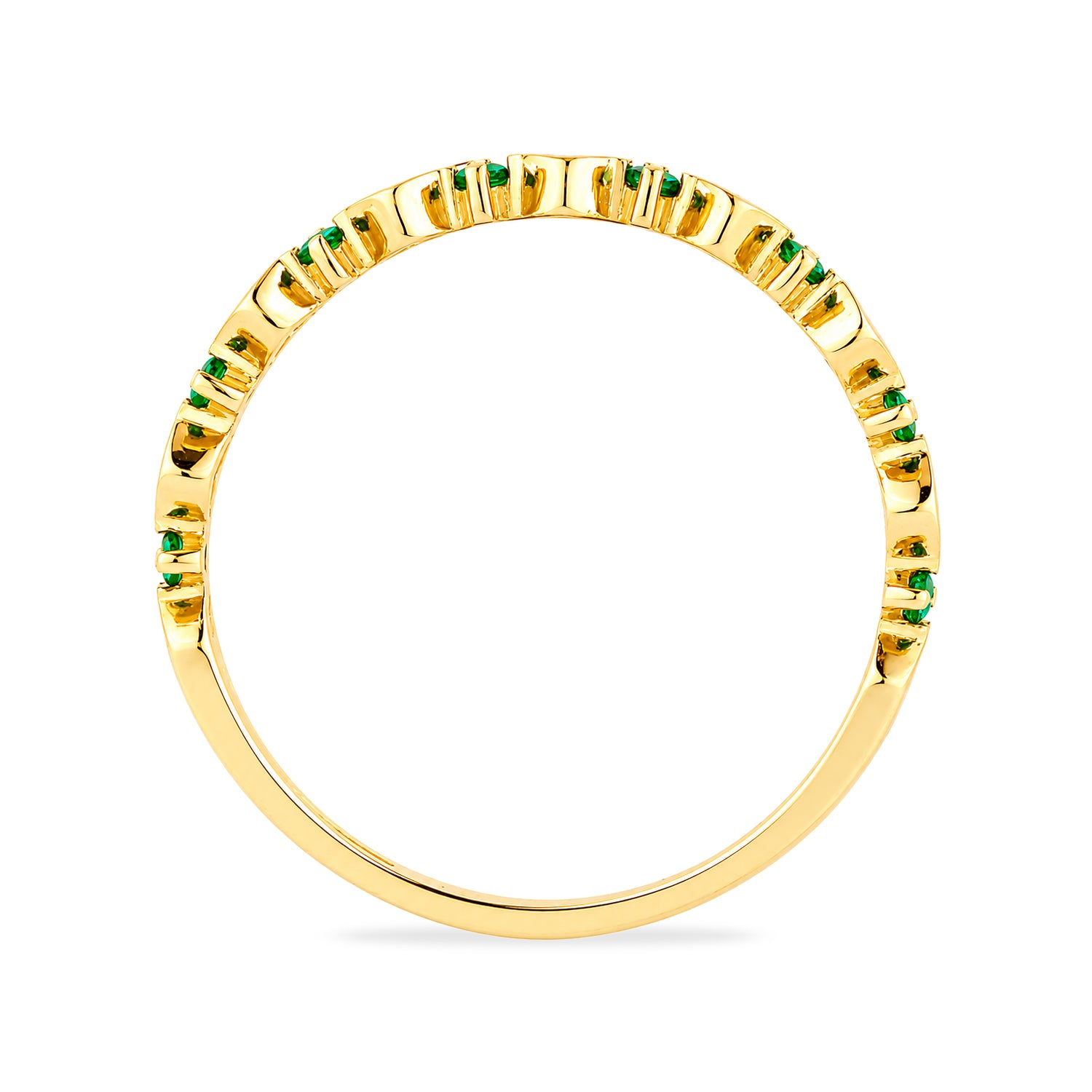 9ct Yellow Gold CZ Emerald Heart Eternity Ring