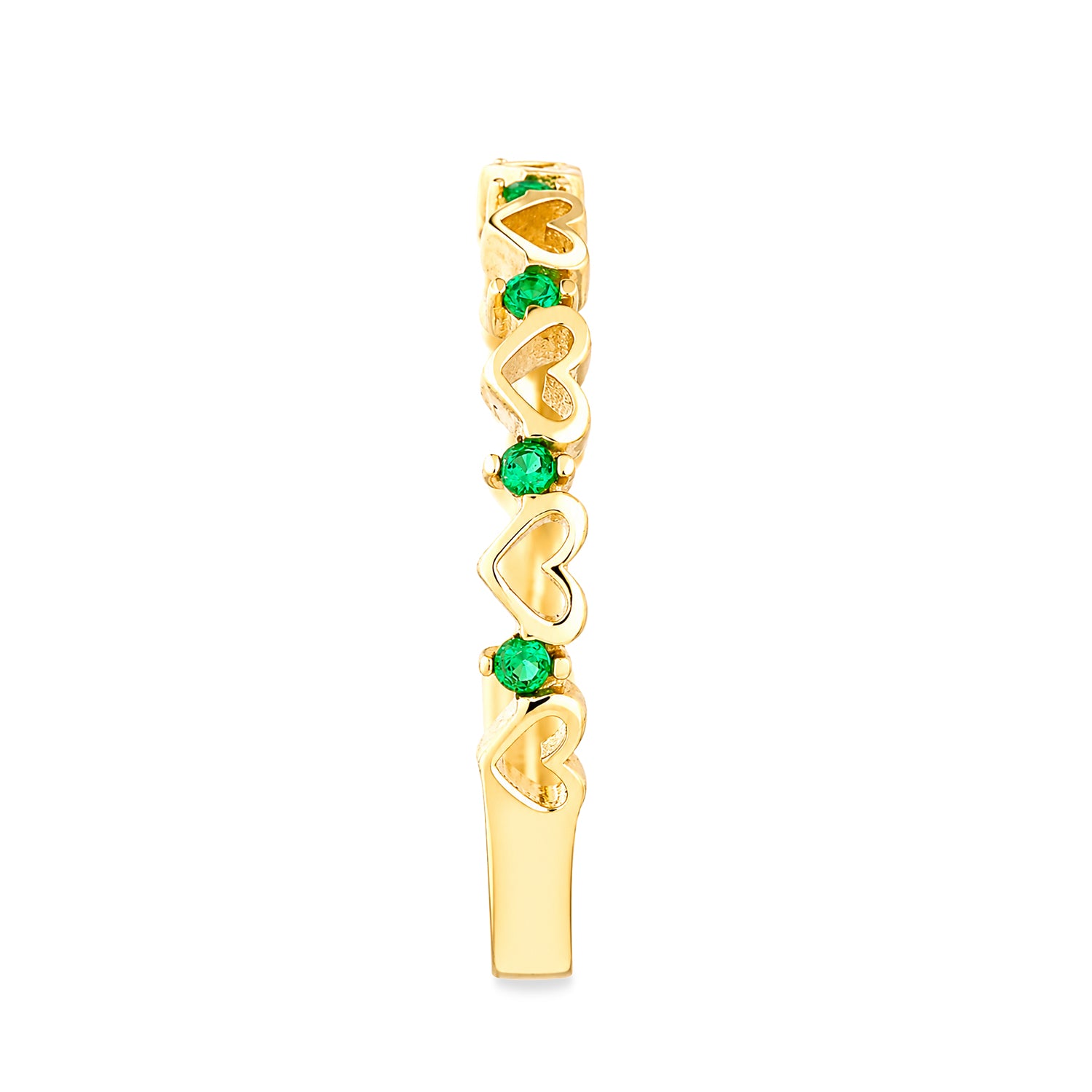 9ct Yellow Gold CZ Emerald Heart Eternity Ring