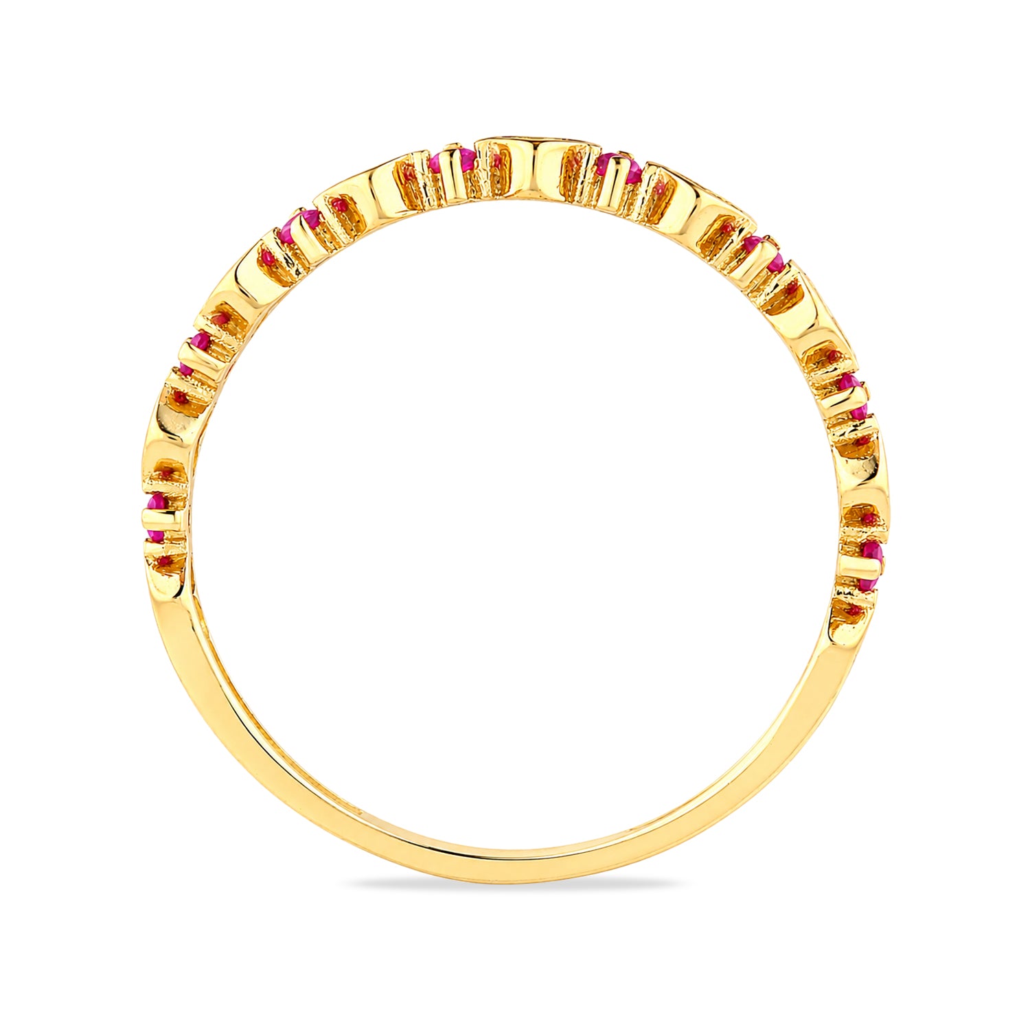 9ct Yellow Gold CZ Ruby Heart Eternity Ring