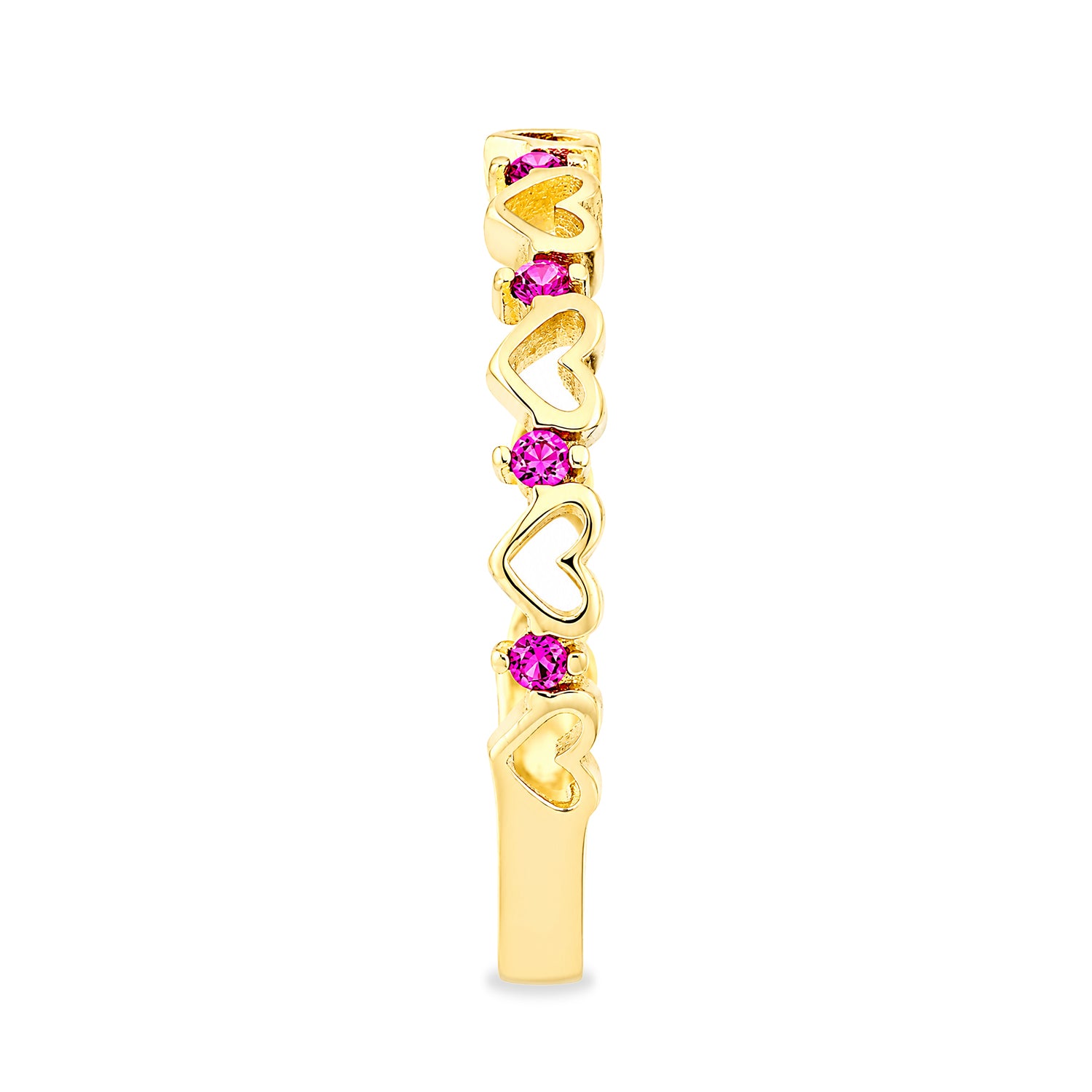 9ct Yellow Gold CZ Ruby Heart Eternity Ring