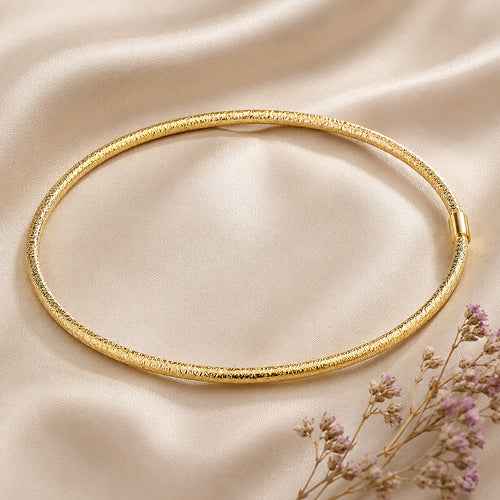 9ct Yellow Gold 6.5cm Diamond Cut Closed Bangle
