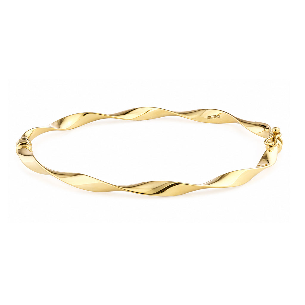 9ct Yellow Gold 6x5cm Twist Bangle